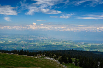 view from Mont Tendre over Lac Leman and Lausanne