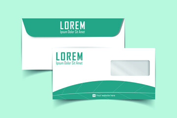 Envelope Design. DL Envelope design with front and back. Luxury, Modern, Elegant, Professional Minimalist Business DL Envelope design. Elements of Stationery. Vector illustration
