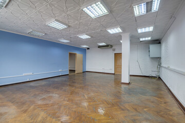 empty white room with repair and without furniture. room for office or clinic