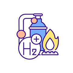 Hydrogen boiler RGB color icon. Decarbonizing heating. Achieving carbon neutrality. Isolated vector illustration. Low-carbon alternative. Net-zero home heating simple filled line drawing