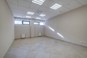 empty white room with repair and without furniture. room for office or clinic