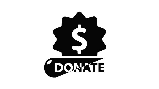 Donate badge icon animation simple best object on white
