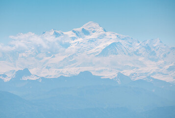 Mont Blanc seen from great distance from the jura vaudoise