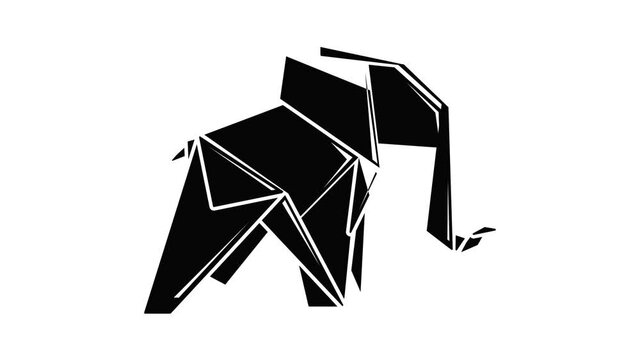 Origami elephant icon animation simple best object on white