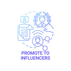 Promote to influencers concept icon. Viral content creation tip abstract idea thin line illustration. Building awareness. Paying attention to recommendations. Vector isolated outline color drawing
