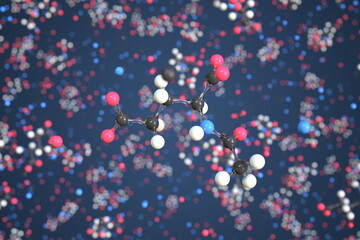 N-acetylglutamate molecule made with balls, conceptual molecular model. Chemical 3d rendering