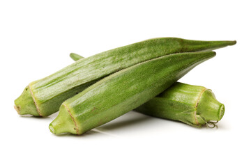 Fresh young okra isolated on white background