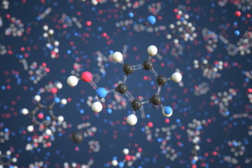 Molecule of phenylhydroxylamine, conceptual molecular model. Scientific 3d rendering