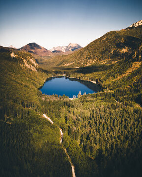 lake hinterer langbathsee in upper austria during summer