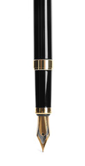 Beautiful fountain pen with ornate nib isolated on white