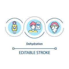 Dehydration concept icon. Summer illness abstract idea thin line illustration. Feeling thirsty. Body temperature rising. Dry mouth and tongue. Vector isolated outline color drawing. Editable stroke