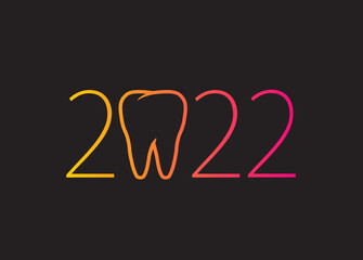 2022 with tooth sign. happy new year 2022
