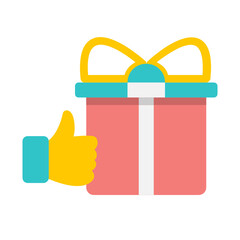 Fototapeta premium Gift , Online Shopping flat icon.