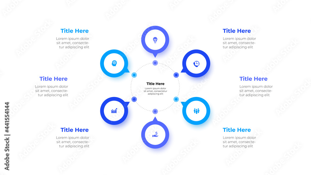 Poster Vector circle element for infographic. Template for cycle presentations banner, workflow layout, process diagram or info graph. Business concept with 6 options, parts, steps or processes