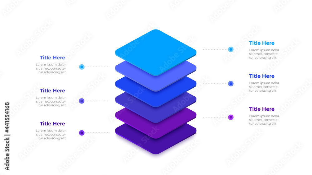 Poster six isometric square shapes. vertical infographic illustration. template for business presentation. 