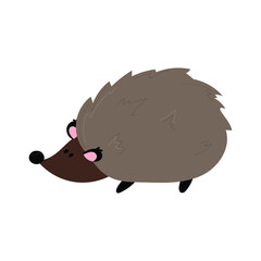 Cute little hedgehog icon vector. Forest and garden animal. Hand drawn flat hedgehog. Brown hedgehog icon isolated on a white background. Vector illustration