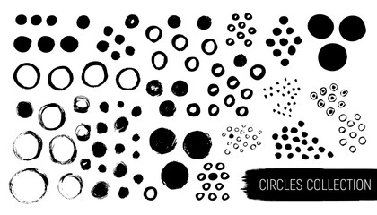 Irregular hand drawn realistic textured dots and circles.