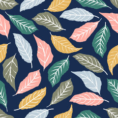Seamless pattern of abstract botanical floral tropical flowers and leaves vector illustration