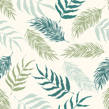 Seamless pattern of abstract botanical floral tropical flowers and leaves vector illustration