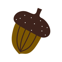 Acorn, oak nut, seed. Made in abstract flat style. Vector illustration . 