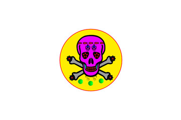 Colorful skull logo design on isolated background
