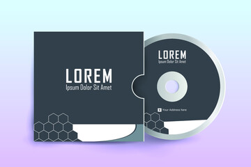 CD cover and Disk design. Luxury, Modern, Elegant, Professional Minimalist Business CD cover design design with disk label design. Elements of Branding Stationery. Vector illustration