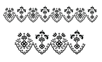 black and white pattern with flowers 3Dillustration technical drawing embroidery artwork vector line graphic