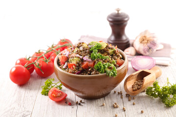 lentils salad with tomato and onion