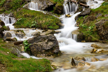 Fototapeta na wymiar Mountain river in Borsa (Maramures, Transylvania, Romania) 