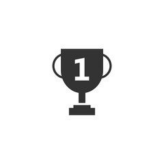 Trophy cup with 1, one vector icon