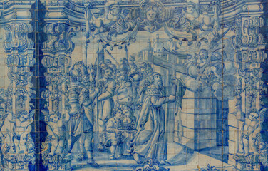 Obraz premium Azulejos, faïences traditionnelles portugaises, à Coimbra, Portugal
