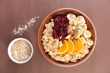 oatmeal porridge with nuts and fruits