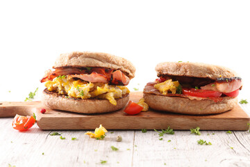 muffin with bacon and egg