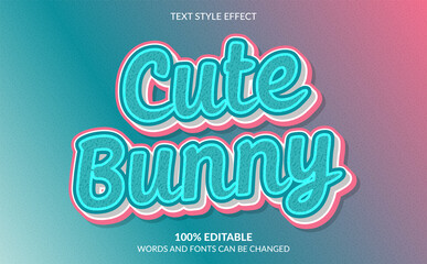 3d cartoon cute bunny text style effect