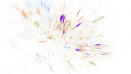 Abstract gold and violet fireworks. Holiday background with fantastic light effect. Digital fractal art. 3d rendering.