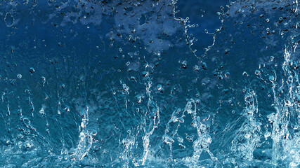 Abstract water splashes isolated on blue background