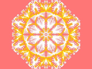 Mandala Logo design, Abstract Luxury Flower mandala ornament creative work. Hand drawing illustration. Digital art illustration