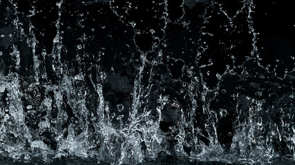 Plakat Abstract water splashes isolated on black background