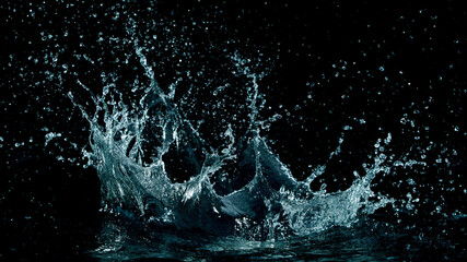Abstract water splashes isolated on black background