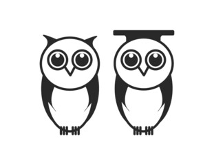 Owl and Owlet Vector Logo Template, Scholar Owl 