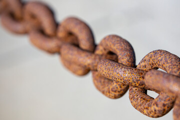 Rusty chain with a bright background