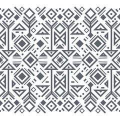 Navajo black and white seamless patterns. Aztec elements, vector design. Tribal background in boho style. One of the collection. Chevrons, curves, checks, squares, tiles, rhombuses, diamonds