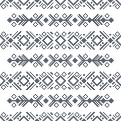 Navajo black and white seamless patterns. Aztec elements, vector design. Tribal background in boho style. One of the collection. Chevrons, curves, checks, squares, tiles, rhombuses, diamonds