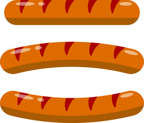 Sausages. Semi-finished products. Meat products. Flat design.