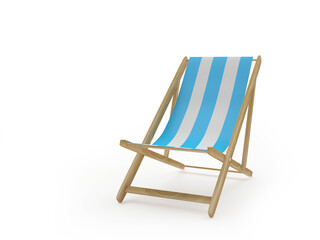 Empty striped blue beach lounger. 3d illustration 