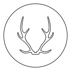 Antler Horn Concept trophy silhouette in circle round black color vector illustration contour outline style image