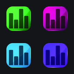 Obraz premium Bars Interface Symbol four color glass button icon