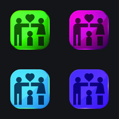 Adoption four color glass button icon
