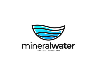 Water clean filter logo or icon. healthy natural water treatment tank. fresh and pure mineral water logo design.