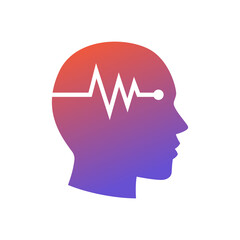 Head pulse icon, Brain wave process medical health and psychology concept, Isolated on white background, Vector illustration